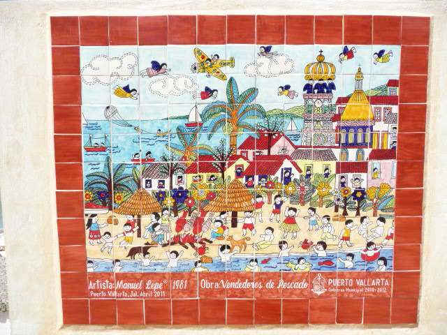 1981 mural on the Vallarta new malecon - by manuel lepe